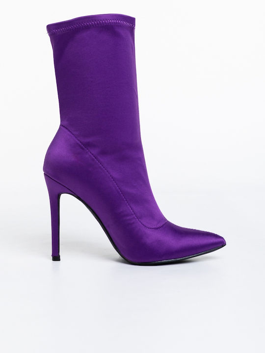 Ghete Dama Ankle Cu Toc Înalt Violet