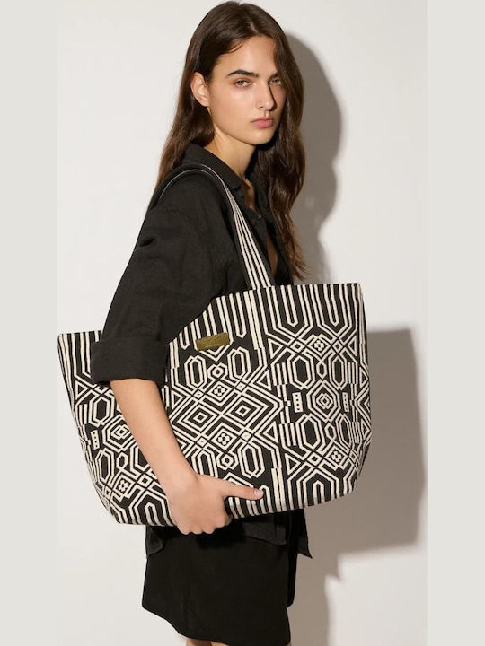 Fabric Women's Tote Handbag Black