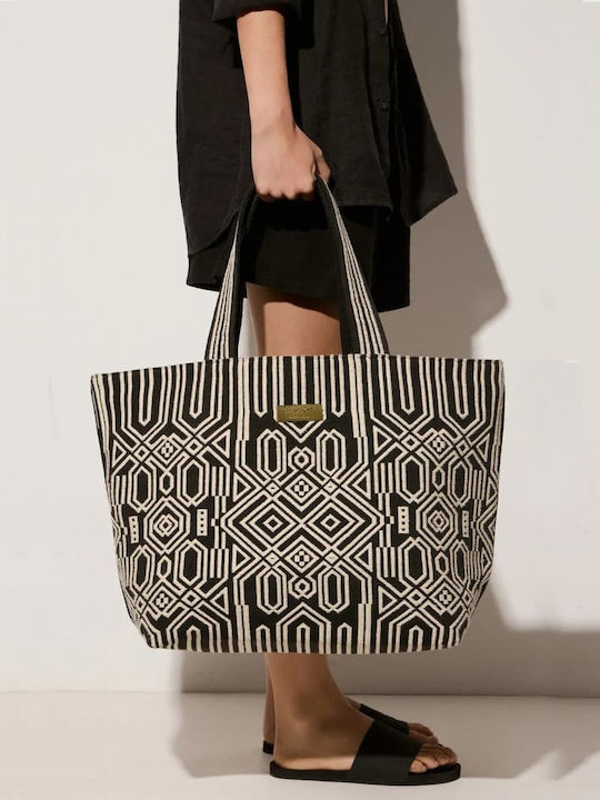 Fabric Women's Tote Handbag Black