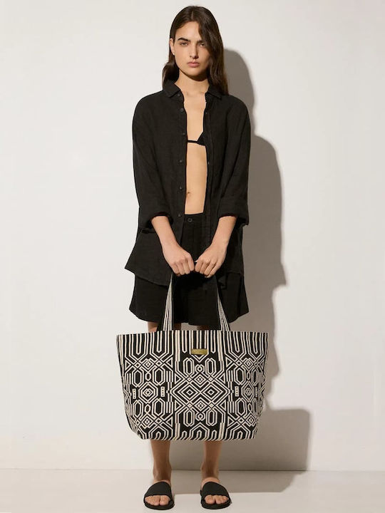 Fabric Women's Tote Handbag Black