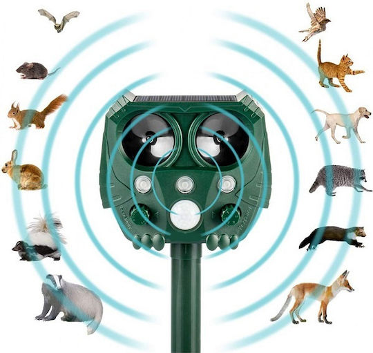 Ultrasonic Device for Repelling Birds Cats Rodents Solar Powered 12.5x5.5m
