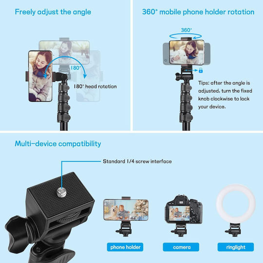 Victiv Telecomandă Pentru Trepied Compact Înălțime 172 Cm Rotire 360° Smartphone-uri Camere
