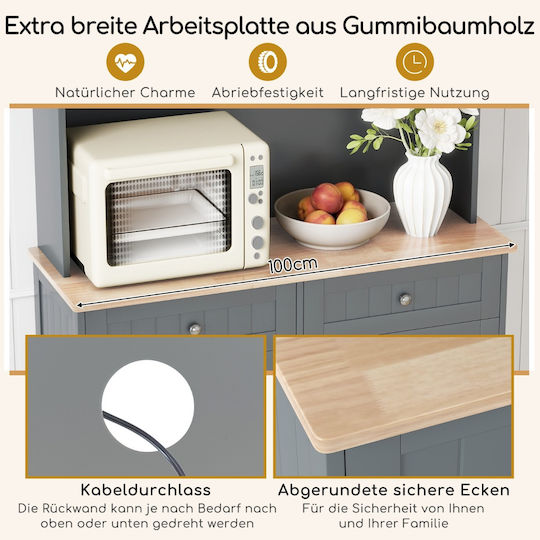 Kitchen Tall Cupboard with Countertop Gray 172x34x100cm