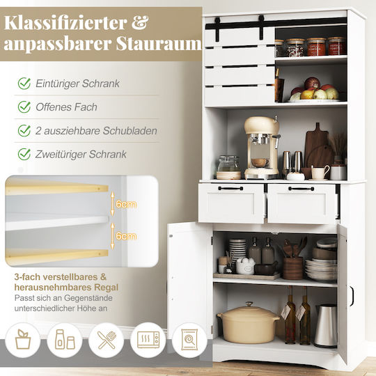 Kitchen Tall Cupboard White 180x40x80cm