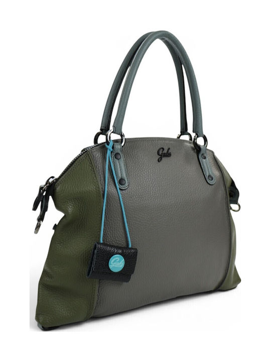 Leder Damen Schultertasche Grau