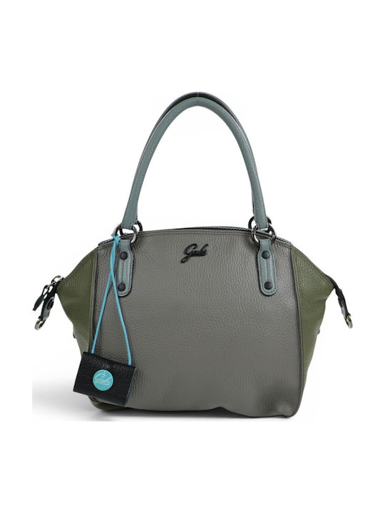Leder Damen Schultertasche Grau