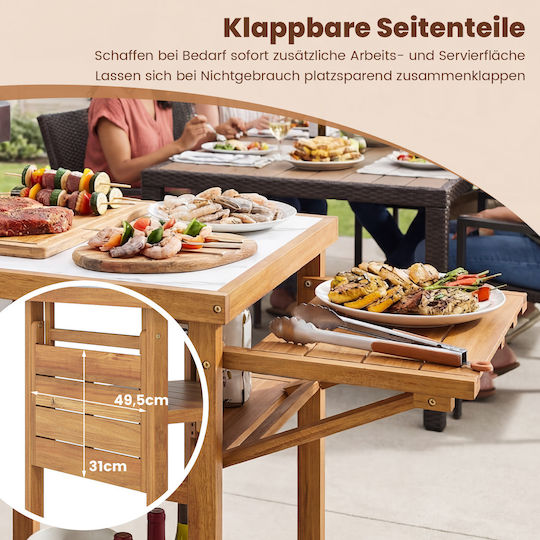 Wooden Bar Table for Small Outdoor Spaces Foldable 89.5x60x124.5cm
