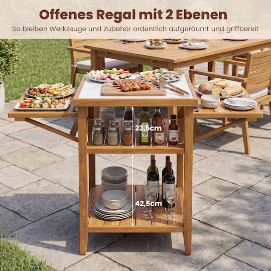 Wooden Bar Table for Small Outdoor Spaces Foldable 89.5x60x124.5cm