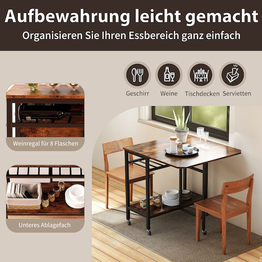 Collapsible Wooden Kitchen Table with Metal Frame Brown 75x80x75cm