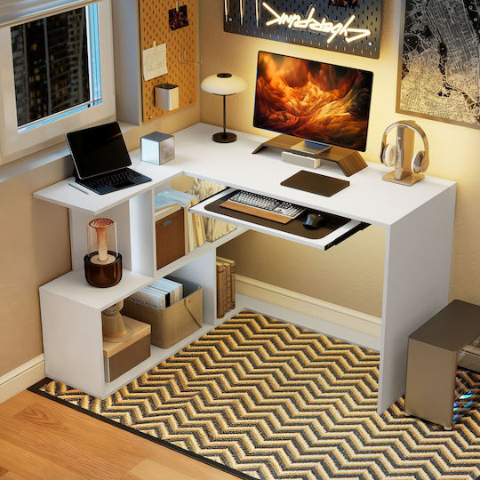 Corner Desk Wooden White 120x100x76cm