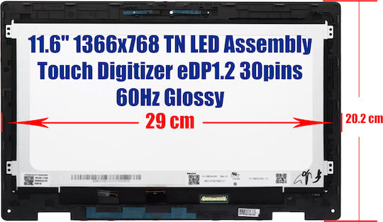 Laptop Screen 11.6" Touch LED 60Hz 1366x768 Glossy for Asus Expertbook R11 Br1100 Br1100fk Br1100fka Br1100fka-1a 1-SCR0737