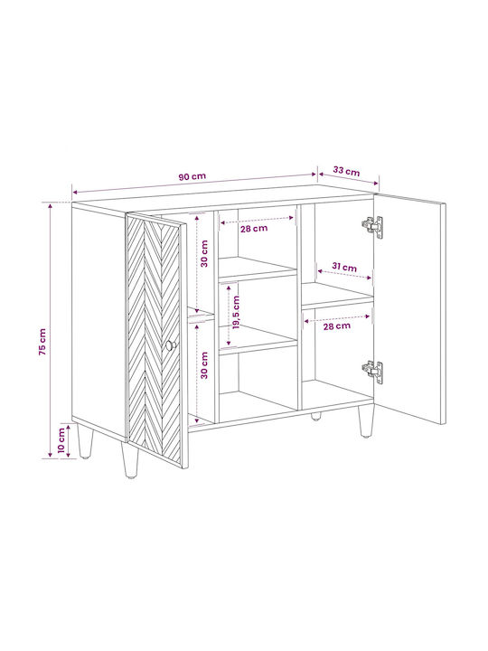 Holz Sideboard Braun 90x33.5x75cm