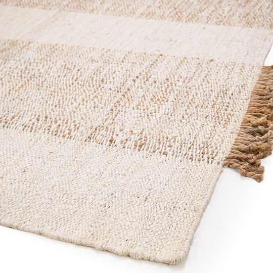 Royal Carpet Royal 160 × 230 cm Handgefertigt, Sommerlich, Aus Jute, Weiß/Naturfarben
