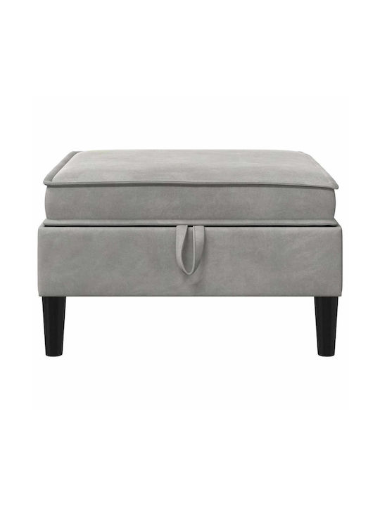 Living Room Stools With Storage Space Upholstered In Light Gray Velvet