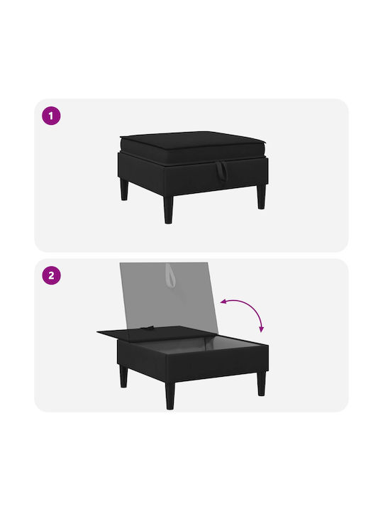 Living Room Stools With Storage Space Upholstered In Black Velvet