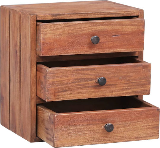 Bedside Table Made of Solid Wood Beige 35x25x35cm