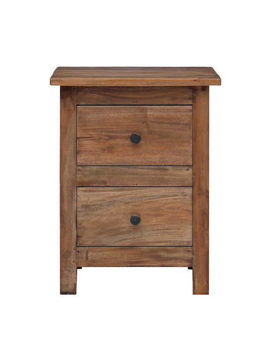 Bedside Table Made of Solid Brown Wood 40x30x51cm