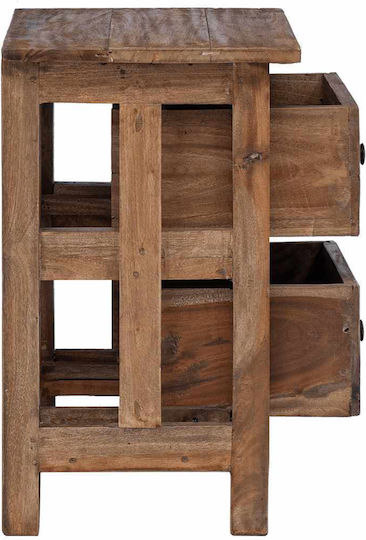 Нощно Шкафче От Масивно Дърво Кафяво 40x30x51см