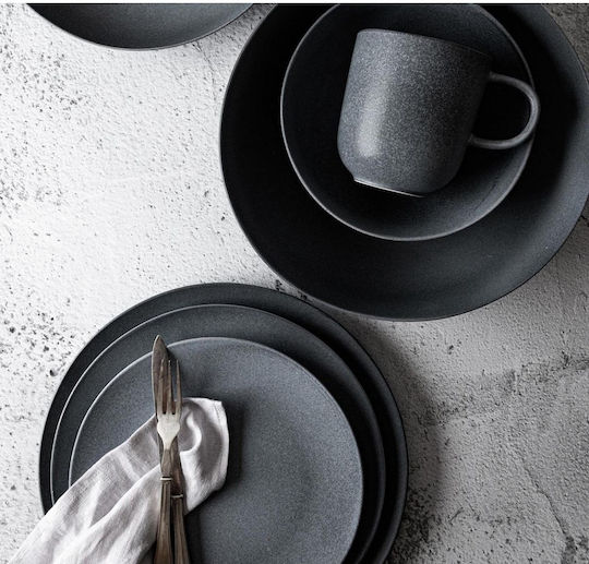 Dutch Rose Ceramic Black Salad Bowl 24x24cm