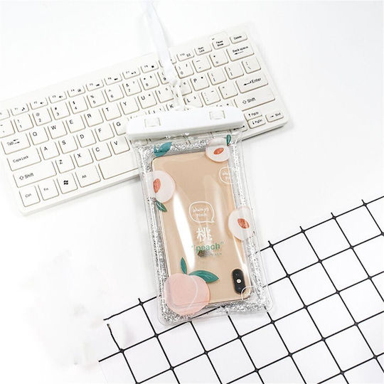 Glitter Kids Waterproof Underwater Case Alista Home Snowproof Universal Cord Phone Documents Peach White