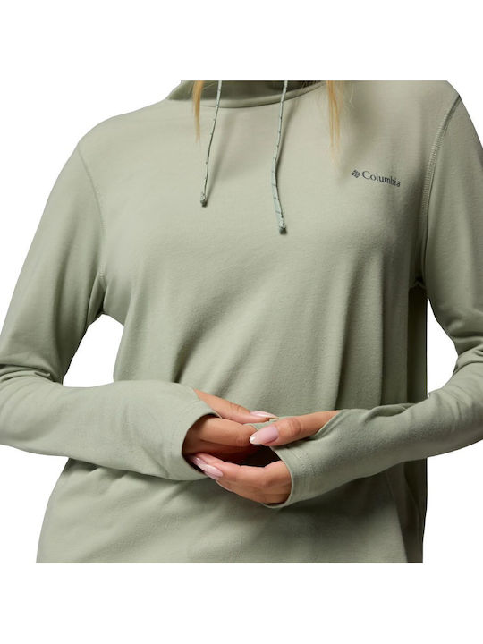 Sun Trek Women's Cotton Long Sleeve Hoodie Khaki
