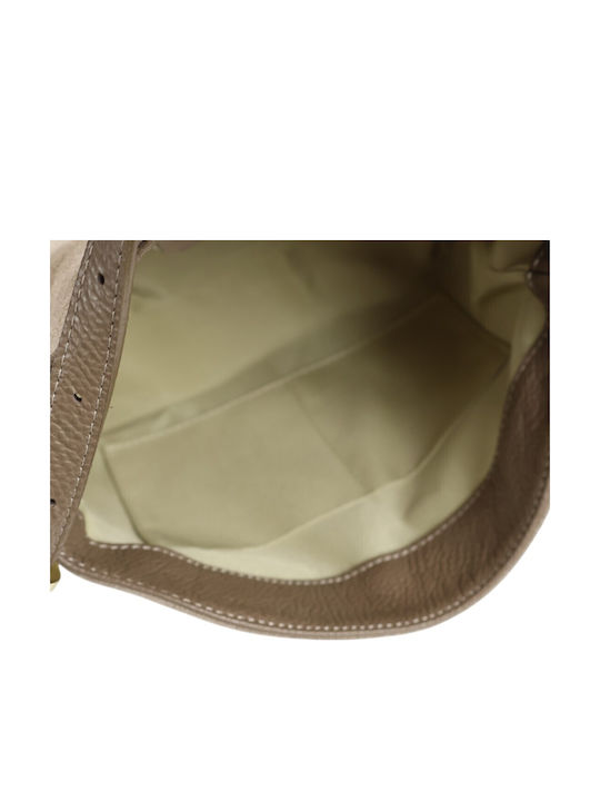 Damentasche aus Leder Schulter Taupe