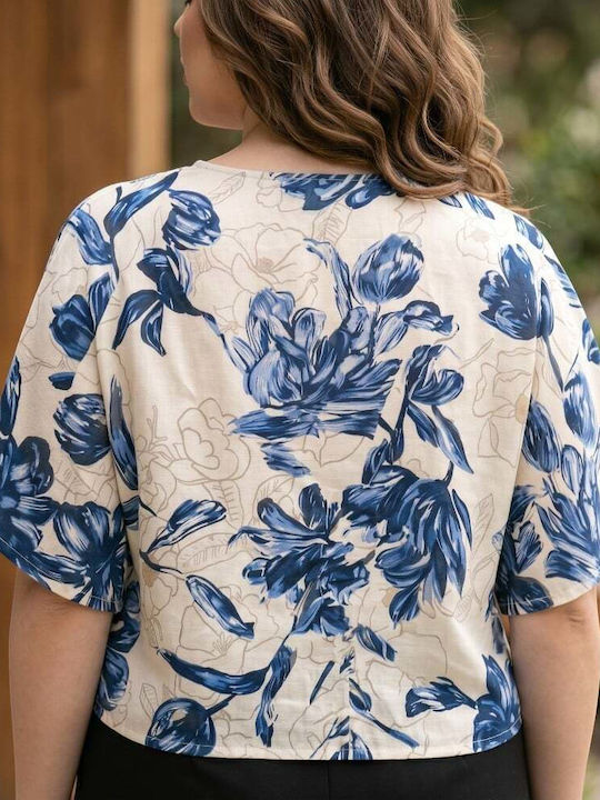 Bluza Damă Floral Albastră