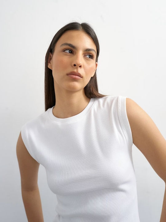 Women's Cotton Sleeveless White Top