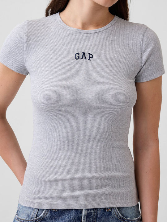 Women's Crop Top Cotton Short Sleeve Lt Grey Heather