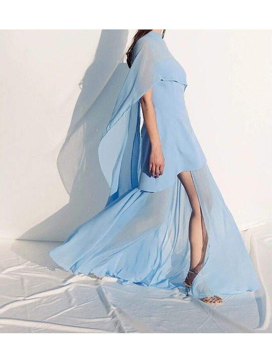 Summer Maxi Dress for Wedding and Christening Strapless Sky