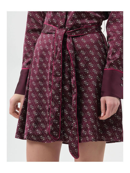 Mini Shirt Dress Burgundy