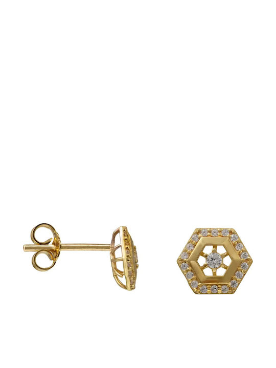 Gold Stud Earrings with Stones