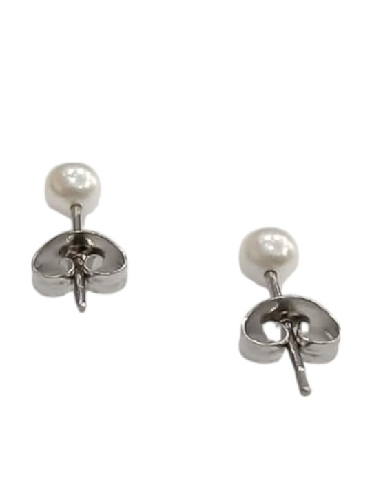 Kalliopi Silver Ohrringe Stecknadelverschluss aus Stahl mit Perlen