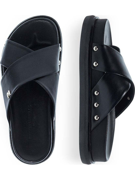 Дамски Кожени Сандали Flatforms Черни