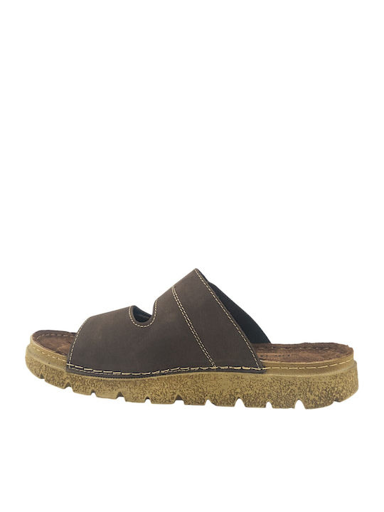 Damen Flache Sandalen Braun