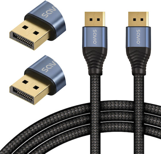 Savio Cable DisplayPort male - DisplayPort male 1m Μαύρο