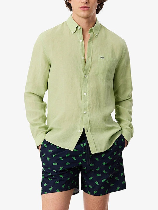 Lacoste Λινό Πουκάμισο Green