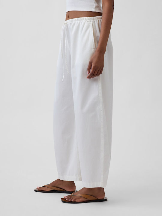 Pantaloni Dama Din Țesătură Cu Elastic Off White
