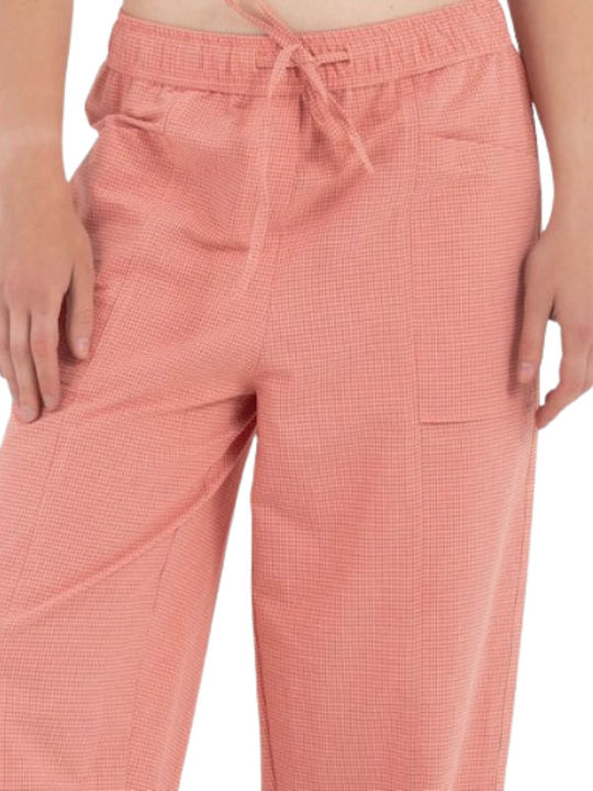 Pantaloni Dama Tesatura Roz Multicolor