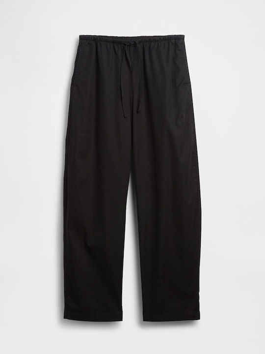 Women's Fabric Trousers with Rubber Band Black