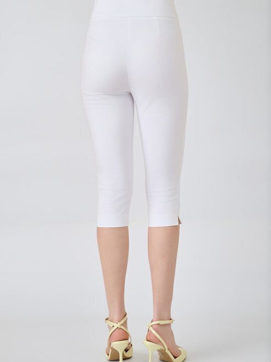 Women's High Rise Fabric Capri Trousers in Slim Fit White