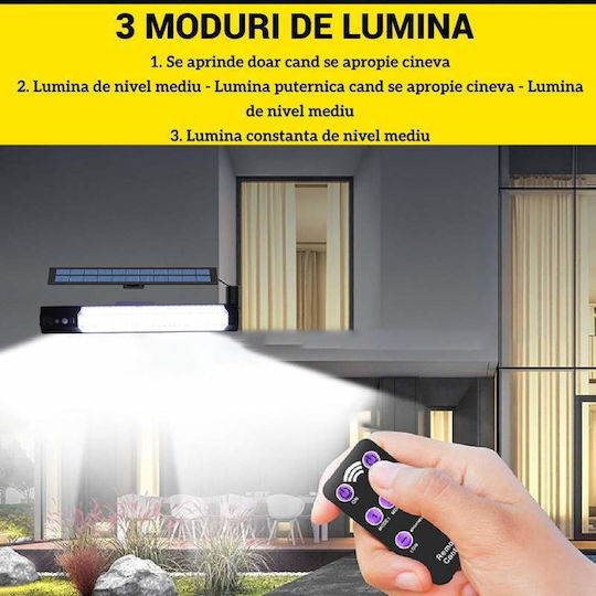 Lampa Solară de Perete cu Senzor de Mișcare și Telecomandă IP65