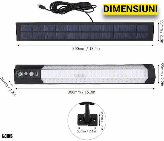 Lampa Solară de Perete cu Senzor de Mișcare și Telecomandă IP65