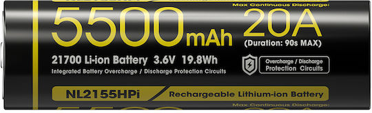 NiteCore Hpi Επαναφορτιζόμενη Μπαταρία 21700 5500mAh 3.6V