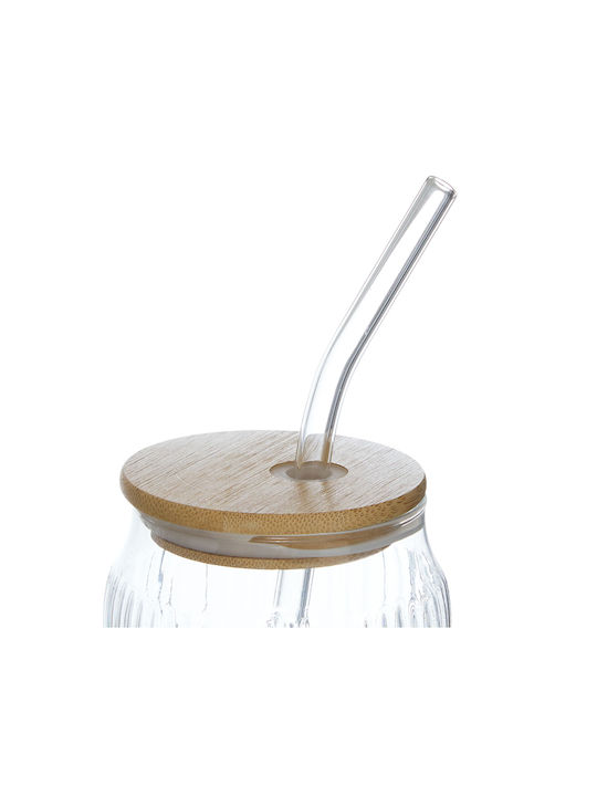 Water Glass Coffee/Freddo Glass in Brown Color with Straw 500ml