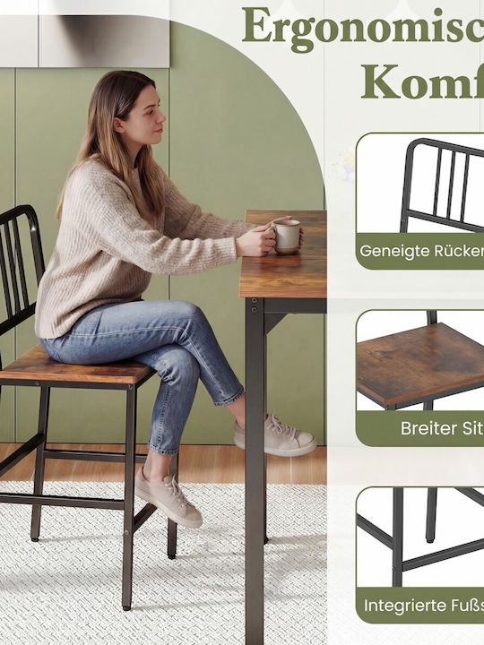 Bar Table with 4 Stools 90x90cm