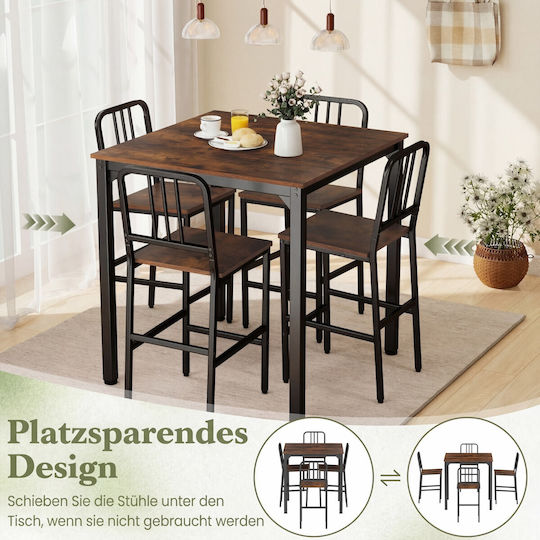 Costway Erweiterbares Bar Set Mit 4 Hockern 90x90cm