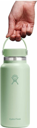 Hydro Flask Wide Flex Thermos Bottle Stainless Steel 946ml Aloe With Straw