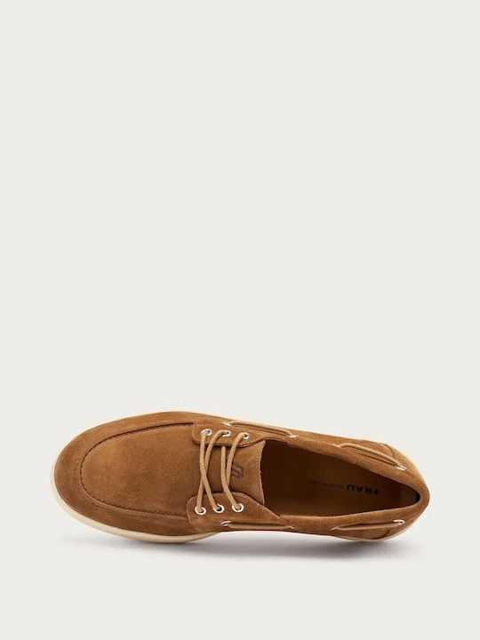 Leather Men's Boat Shoes In Tabac Brown Color 24B7_TABAC