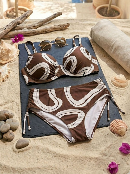 S0556 Set Bikini με Ελαφριά Ενίσχυση Καφε